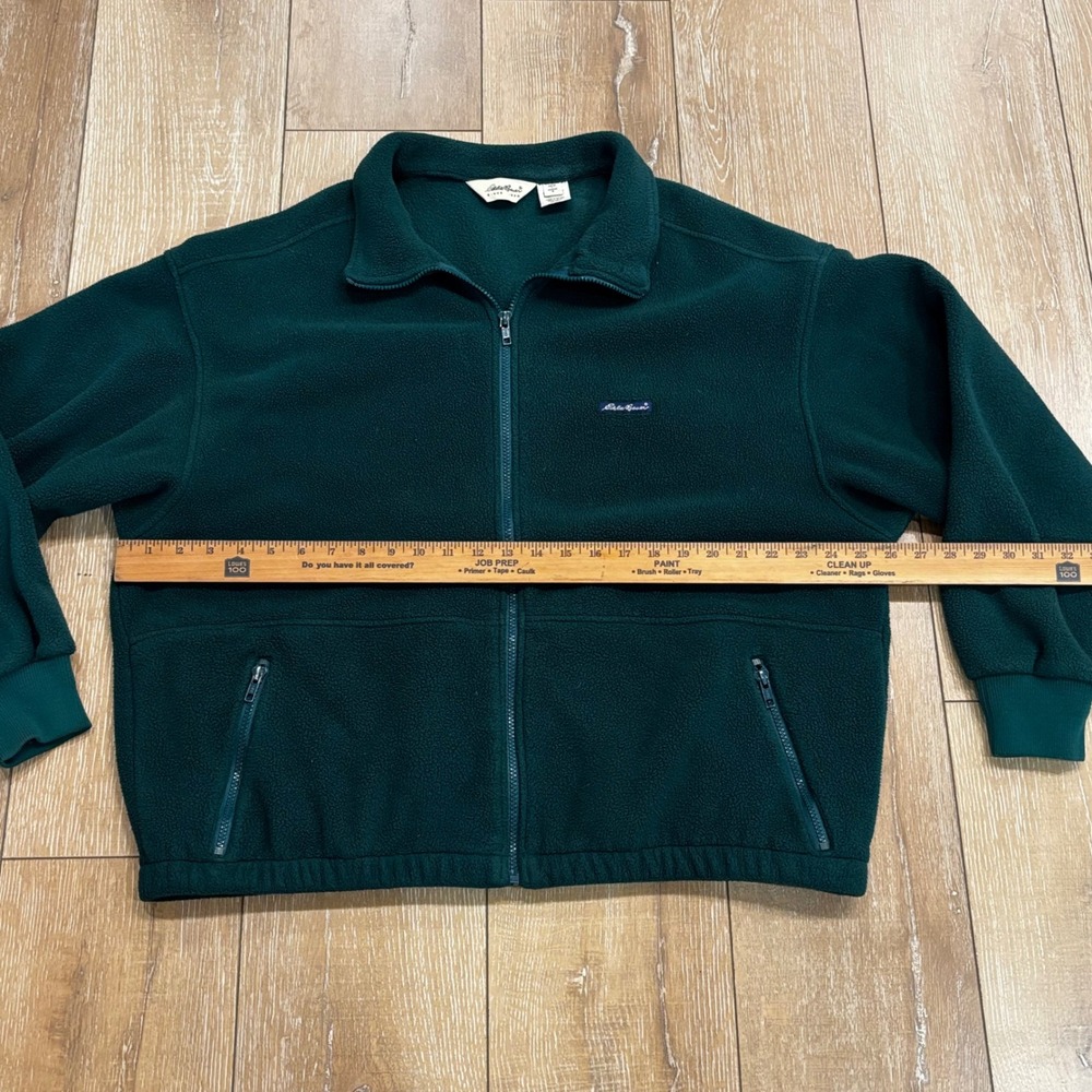 Eddie Bauer Mens Vintage Polartec Fleece Jacket Forest Green Full Zip Large - Picture 6 of 9